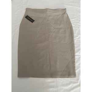 Courtenay Taupe High Waisted Pencil Skirt Neutral Knee Length Stretch NWT